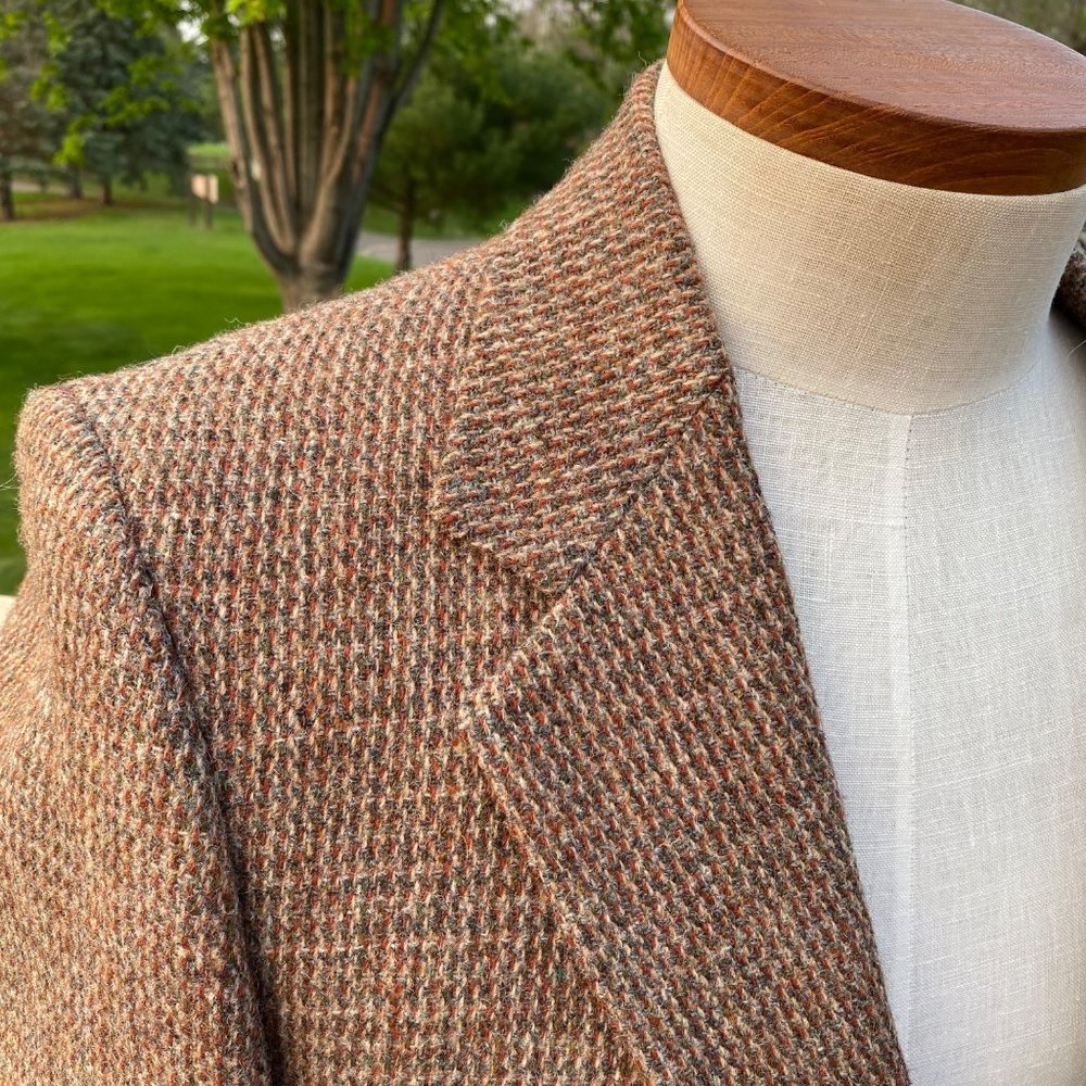 Harris Tweed Men's Scottish Wool Blazer Jacket Size 40  Brown 2 Button Vintage - Picture 9 of 16
